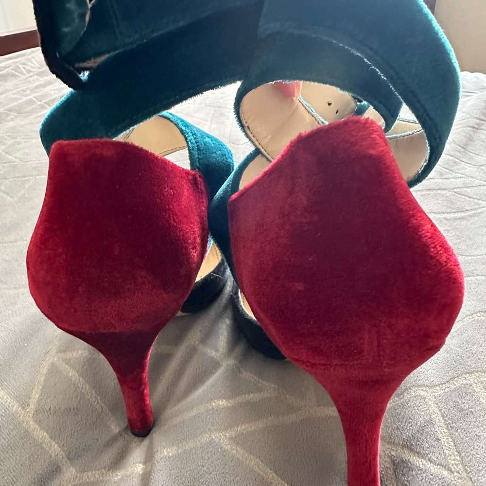 Velvet Colorblock pointed heels - Picture 9 of 11